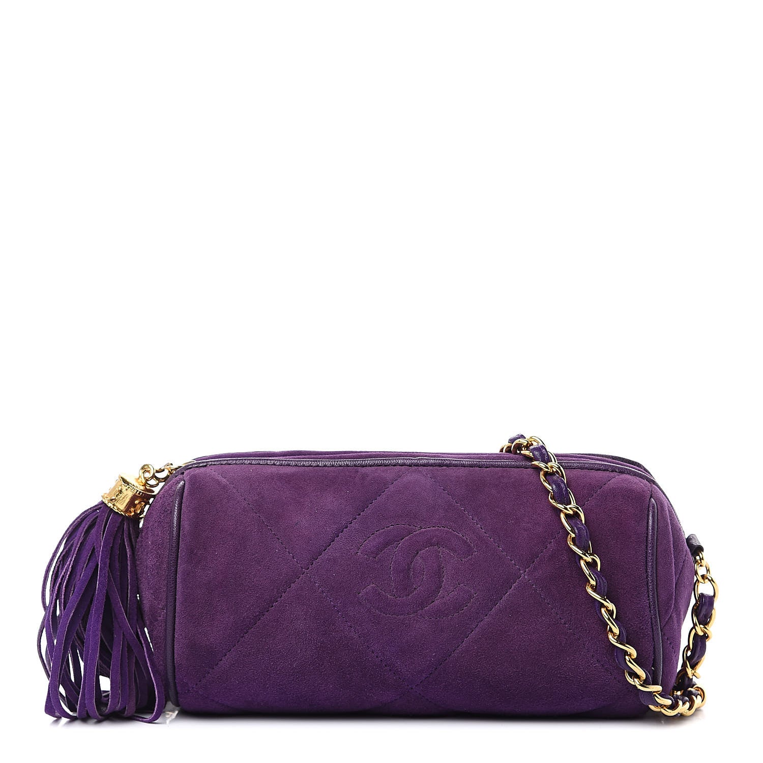 Chanel Suede Quilted Small Tassel Shoulder Bag Purple 1 of 11