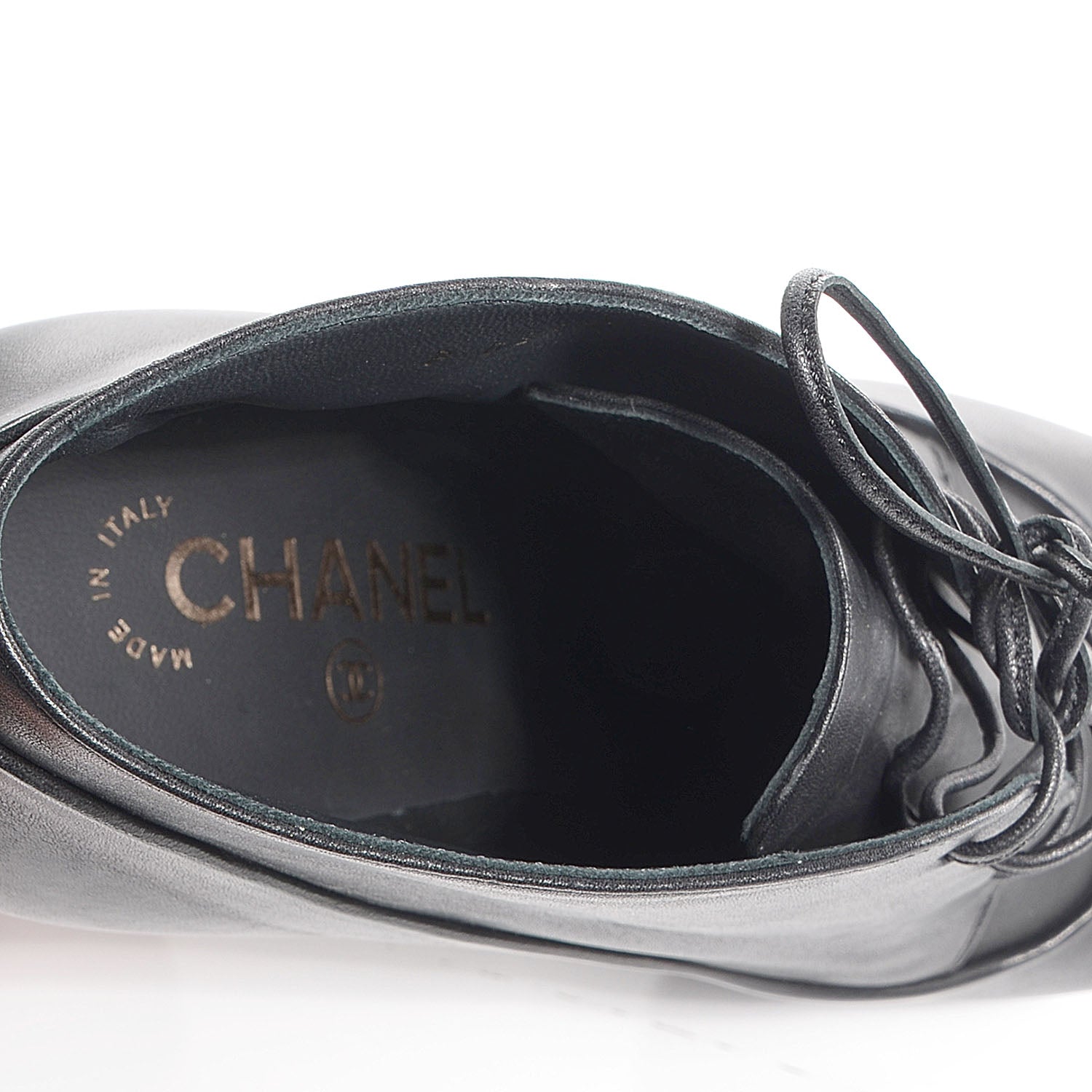 Chanel Leather Lacets Cap Toe Booties 38 Noir 8 of 9