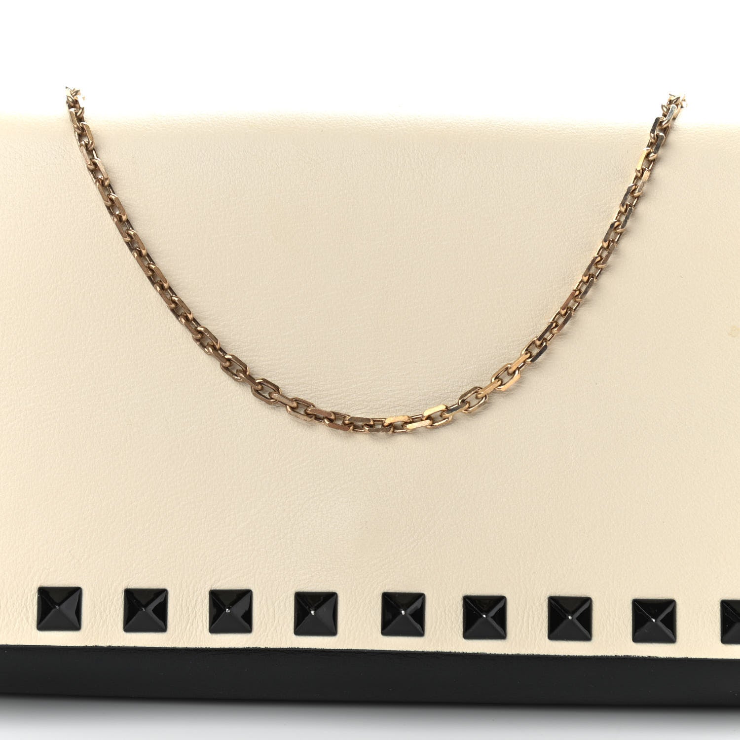Valentino Garavani Vitello Small Rockstud Chain Flap Crossbody Bag Black Light Ivory 8 of 10