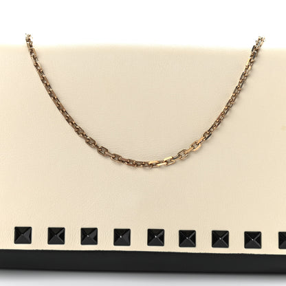 Valentino Garavani Vitello Small Rockstud Chain Flap Crossbody Bag Black Light Ivory 8 of 10