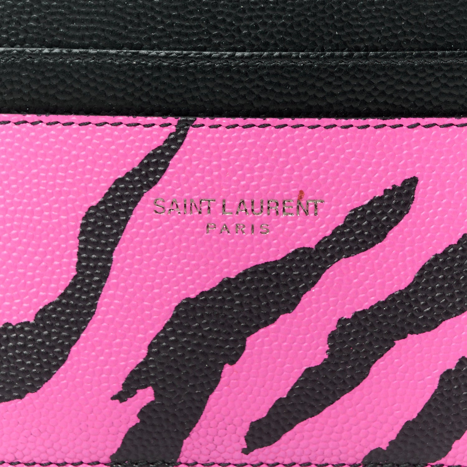Saint Laurent Calfskin Zebra Print Credit Card Case Fuchsia Black 8 of 9