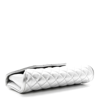 Chanel Metallic Calfskin Quilted Fold Up Again Clutch Silver 4 of 7