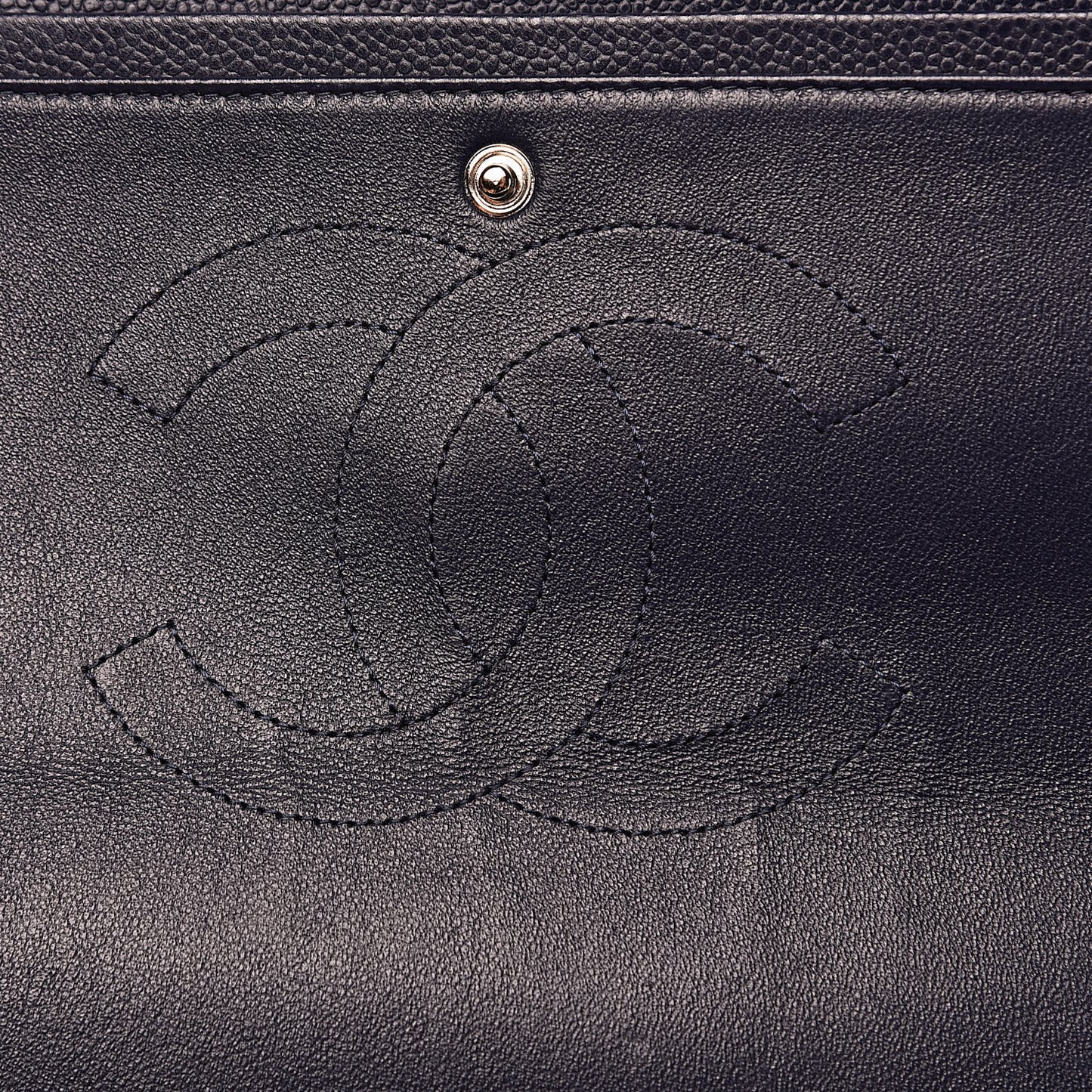 Caviar Quilted Maxi Double Flap Navy Blue