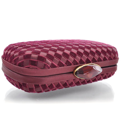 Bottega Veneta Satin Velvet Woven Evening Clutch 3 of 5