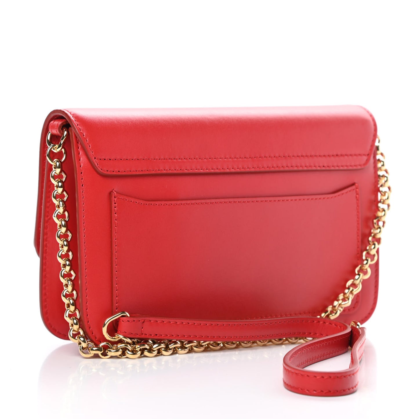 Calfskin Suede C Clutch With Chain Plaid Red