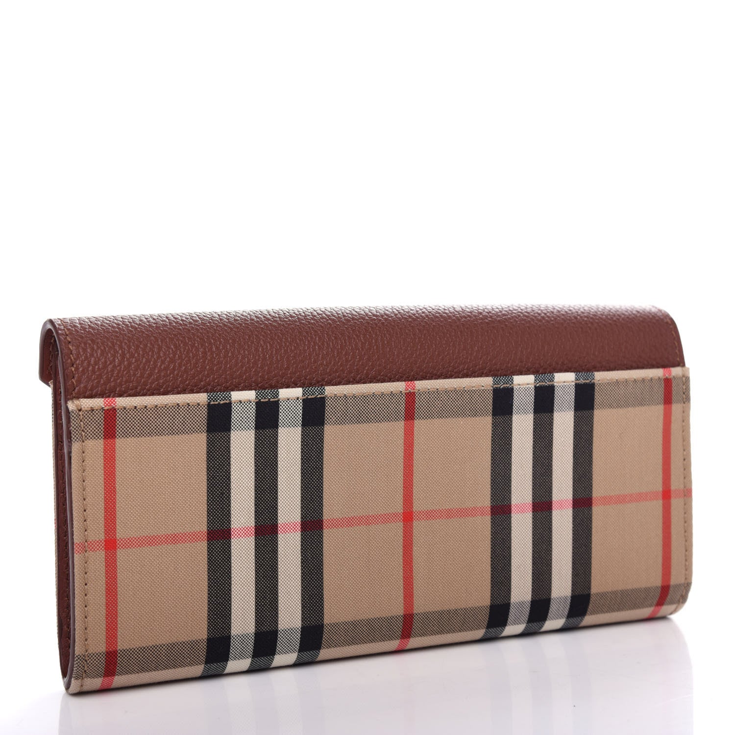 Burberry BURBERY Calfskin Vintage Check Continental Wallet Tan 3 of 7