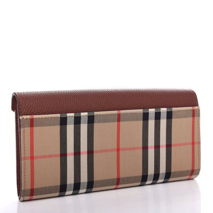 Burberry BURBERY Calfskin Vintage Check Continental Wallet Tan 3 of 7