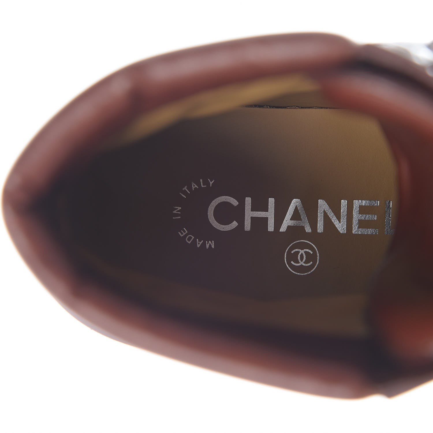 Chanel Lambskin Quilted Lace Up Boots 37.5 Brown 5 of 8