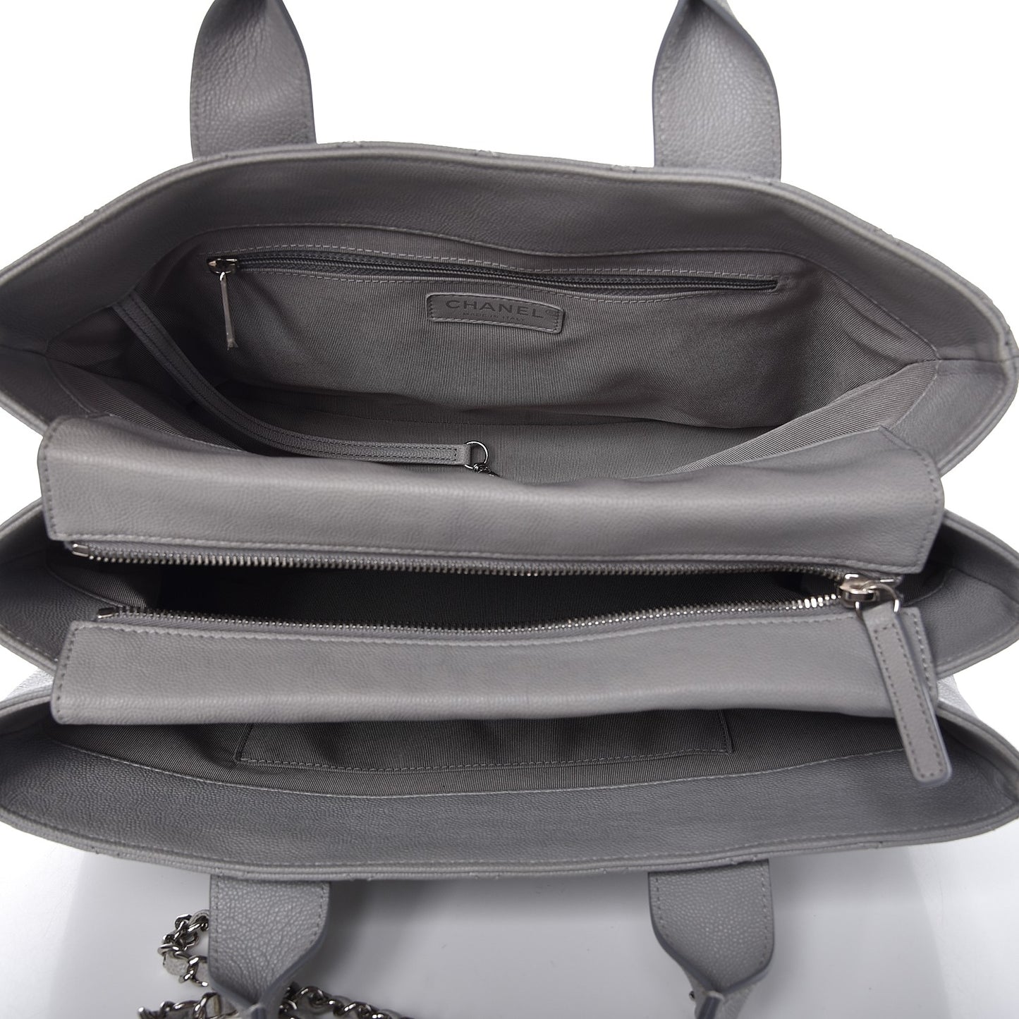 Caviar Quilted Large Urban Companion Top Handle Shopping Tote Grey