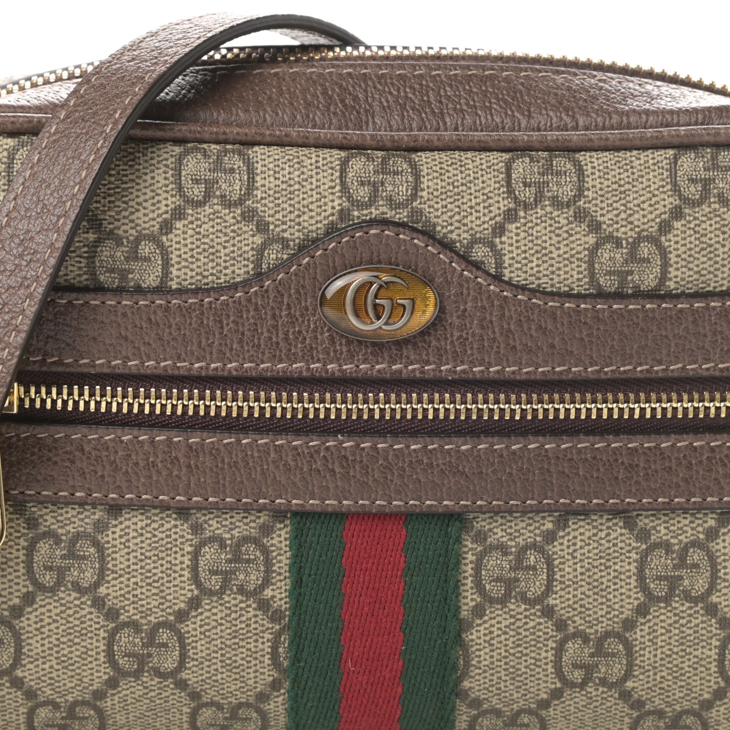 GG Supreme Monogram Web Mini Ophidia Shoulder Bag Brown