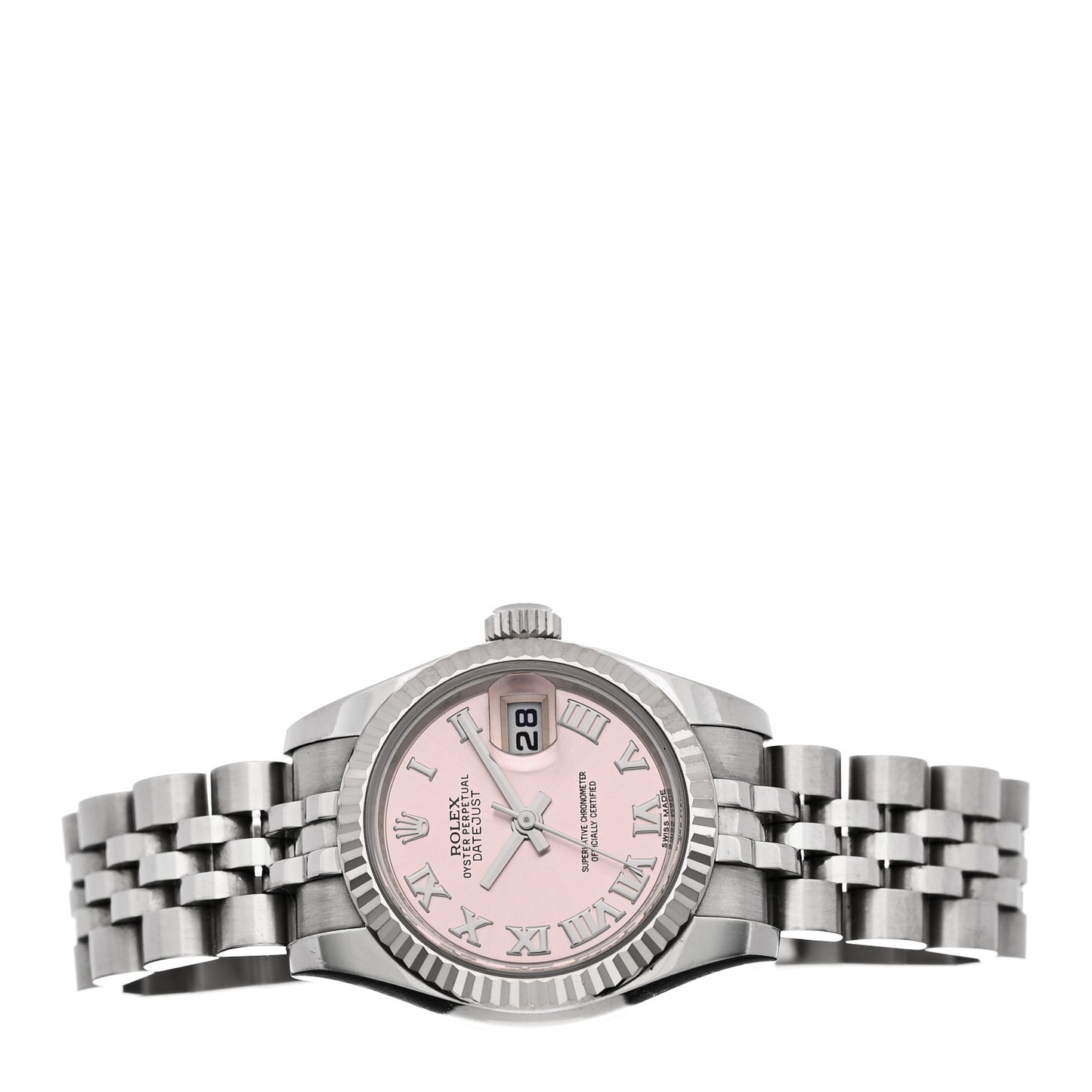 Stainless Steel 18K White Gold 26mm Oyster Perpetual Datejust Watch Pink Roman 179174