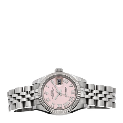 Rolex Stainless Steel 18K White Gold 26mm Oyster Perpetual Datejust Watch Pink Roman 179174 2 of 4