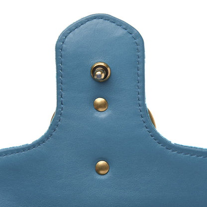 Gucci Velvet Matelasse Small GG Marmont Shoulder Bag Pavone Cyan 9 of 15