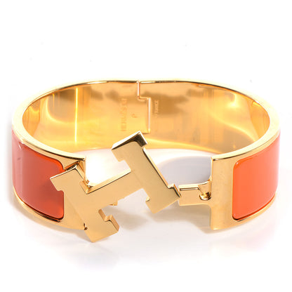 Hermes Enamel Clic Clac H Wide Bracelet PM Orange 4 of 5