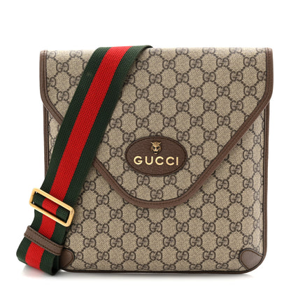 Gucci GG Supreme Monogram Web Medium Neo Vintage Flap Messenger Bag Beige New Acero 1 of 9