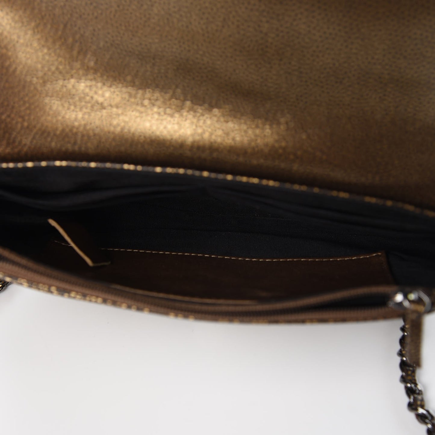 Metallic Caviar Half Moon Wallet On Chain WOC Bronze