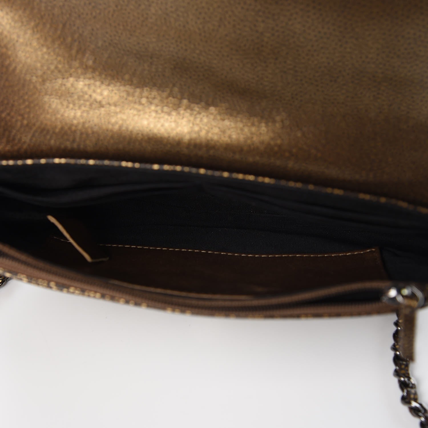 Chanel Metallic Caviar Half Moon Wallet On Chain WOC Bronze 5 of 8