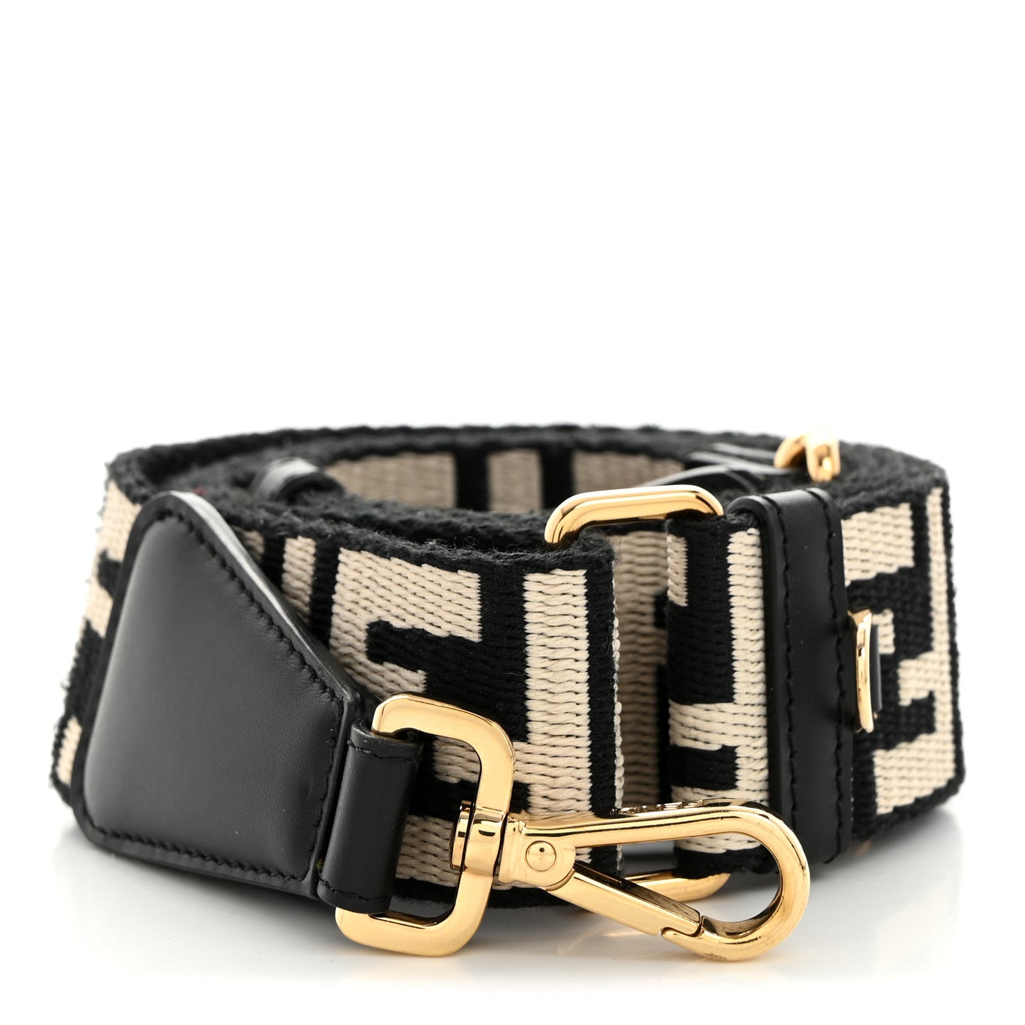 Jacquard Ribbon Vitello King FF Bi-Color Intreccio Adjustable Strap You Black White