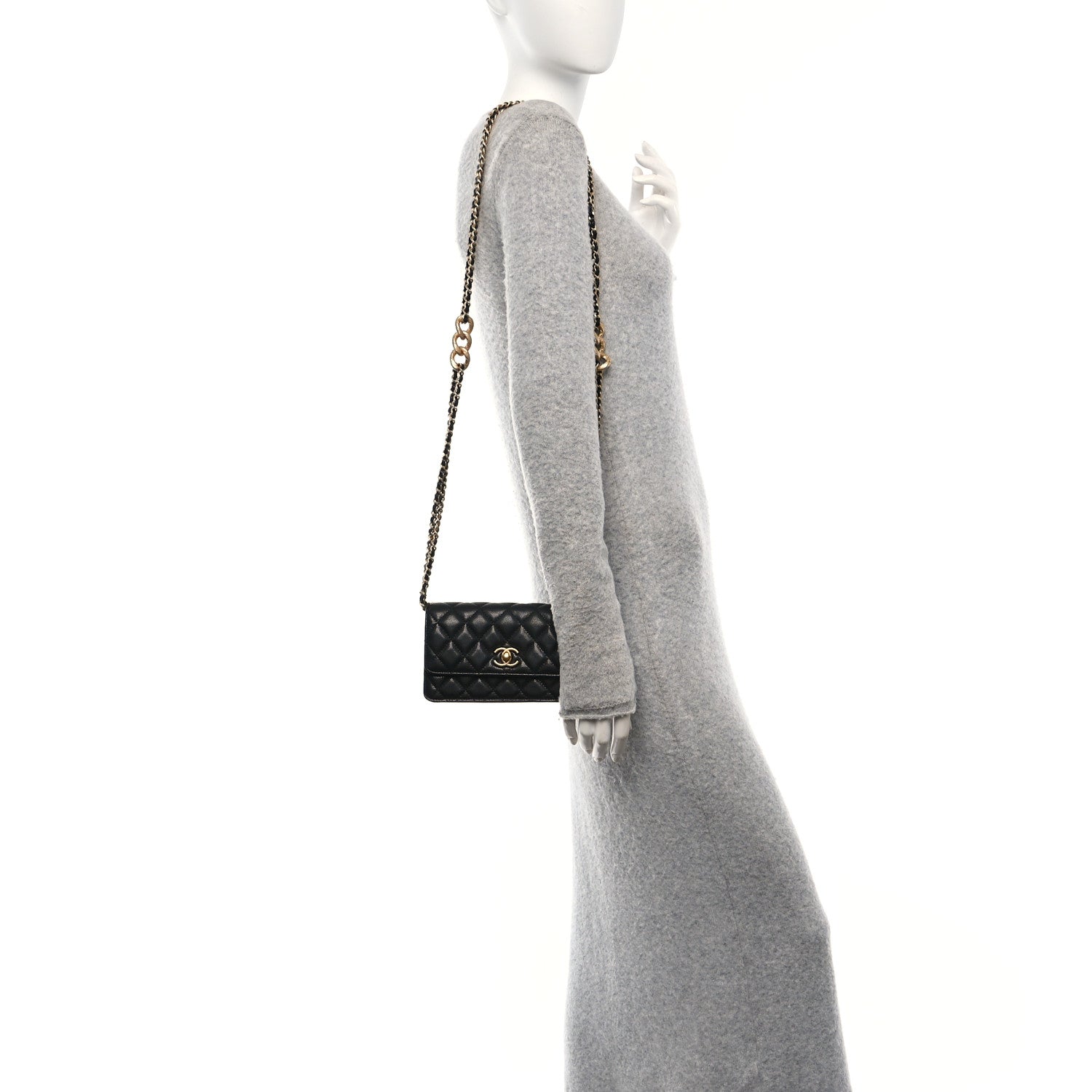 Chanel Caviar Quilted Chain Link Clutch With Chain Black 2 of 12