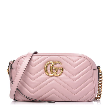 Gucci Calfskin Matelasse Small GG Marmont Chain Shoulder Bag Perfect Pink 1 of 12