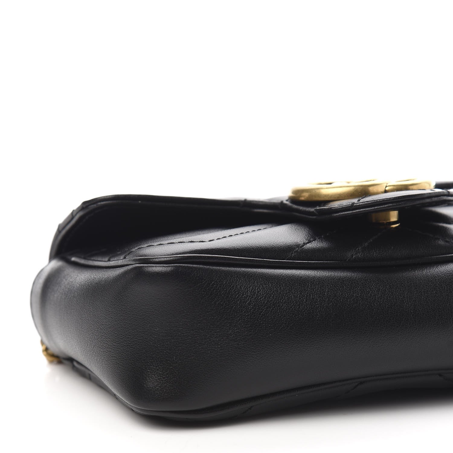Gucci Calfskin Matelasse Super Mini GG Marmont Shoulder Bag Black 7 of 9