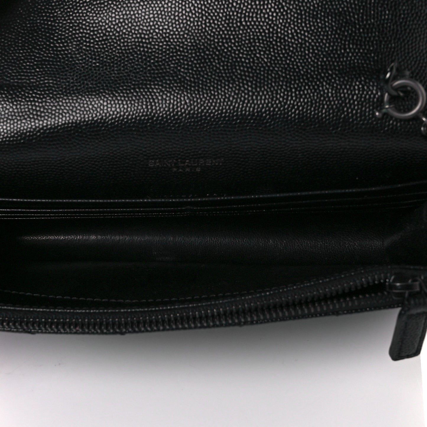 Grain De Poudre Matelasse Chevron Monogram Monochrome Envelope Chain Wallet Black