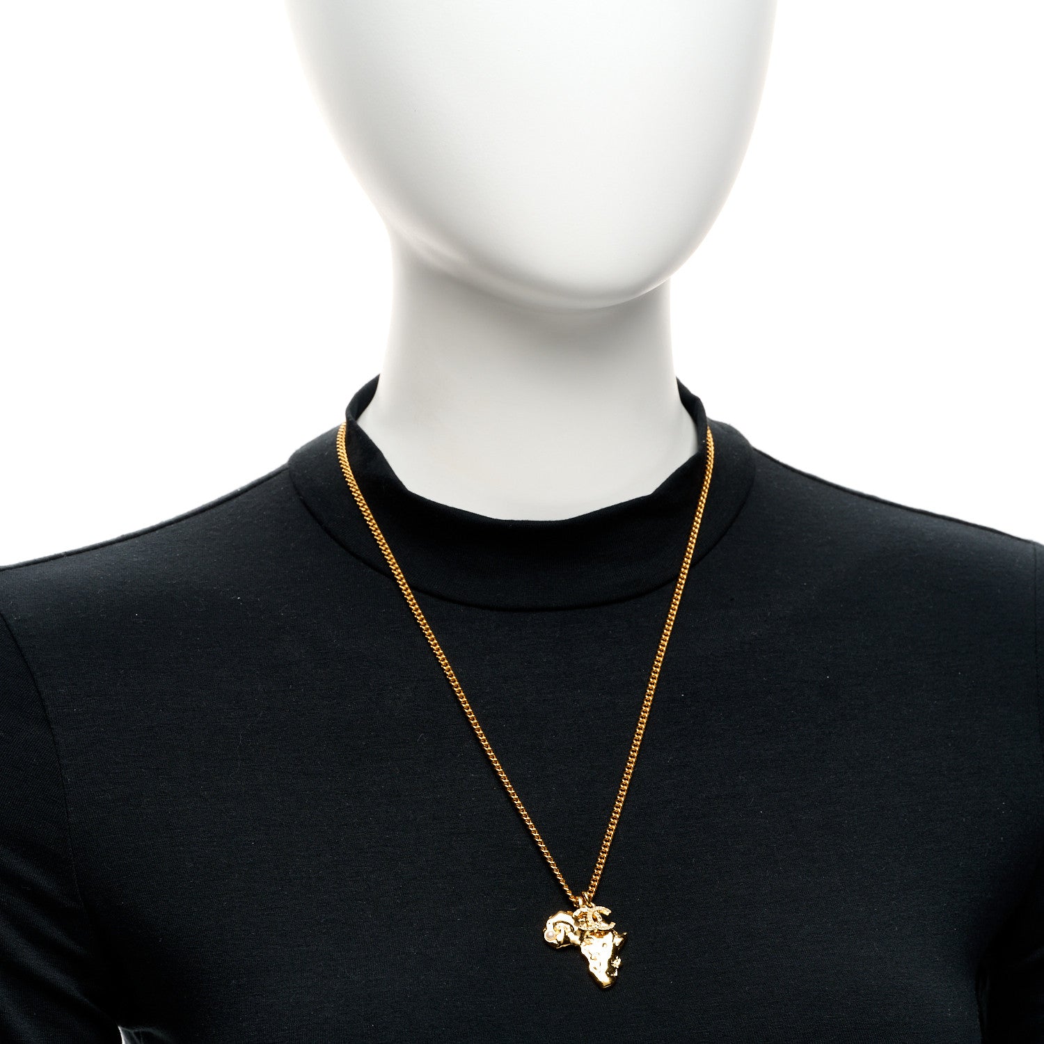 Chanel Metal Pearl Crystal CC Dakar Pendant Necklace Gold White 2 of 5