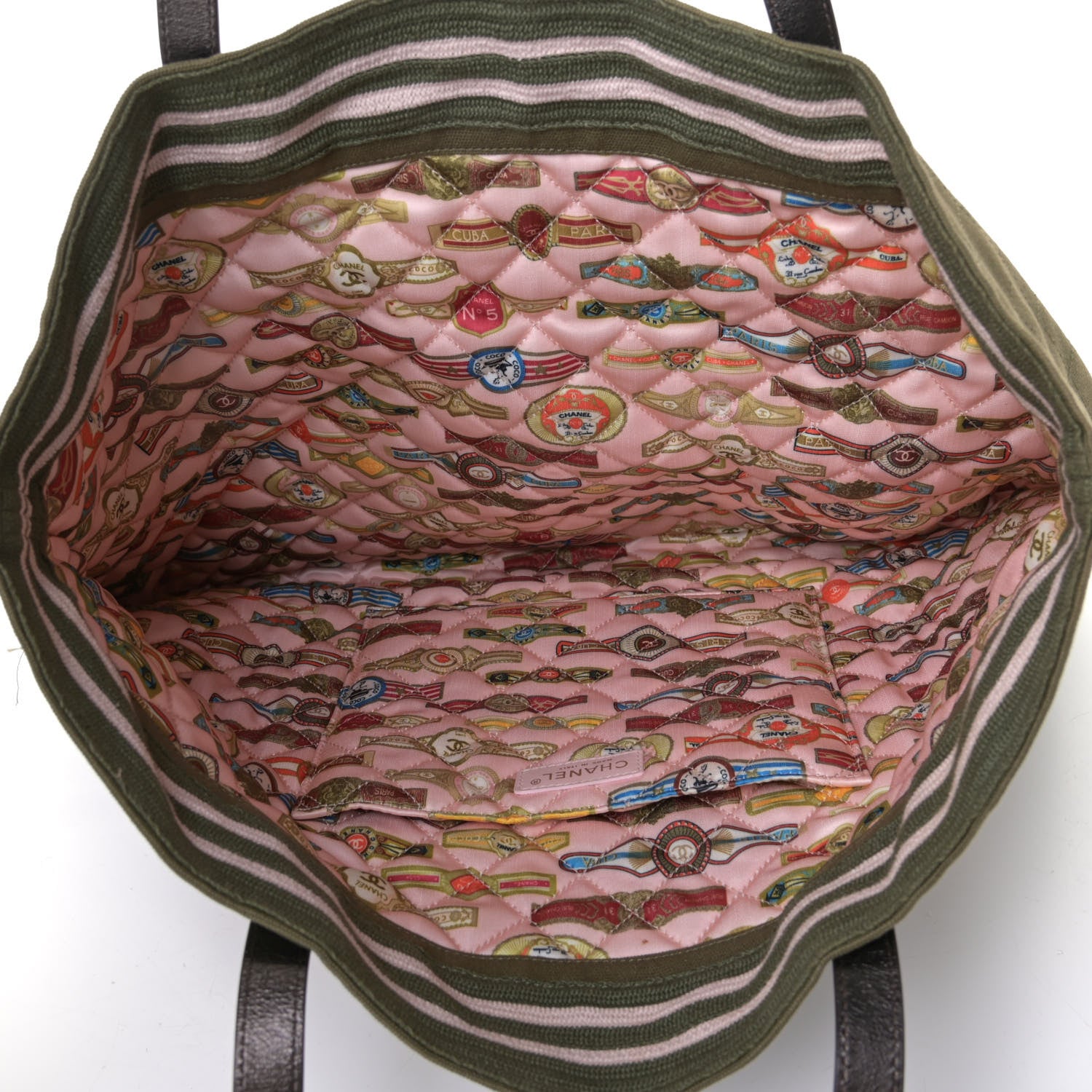 Chanel Canvas Tweed Stitched Cuba Patchwork Large Shopper Tote Khaki 6 of 8