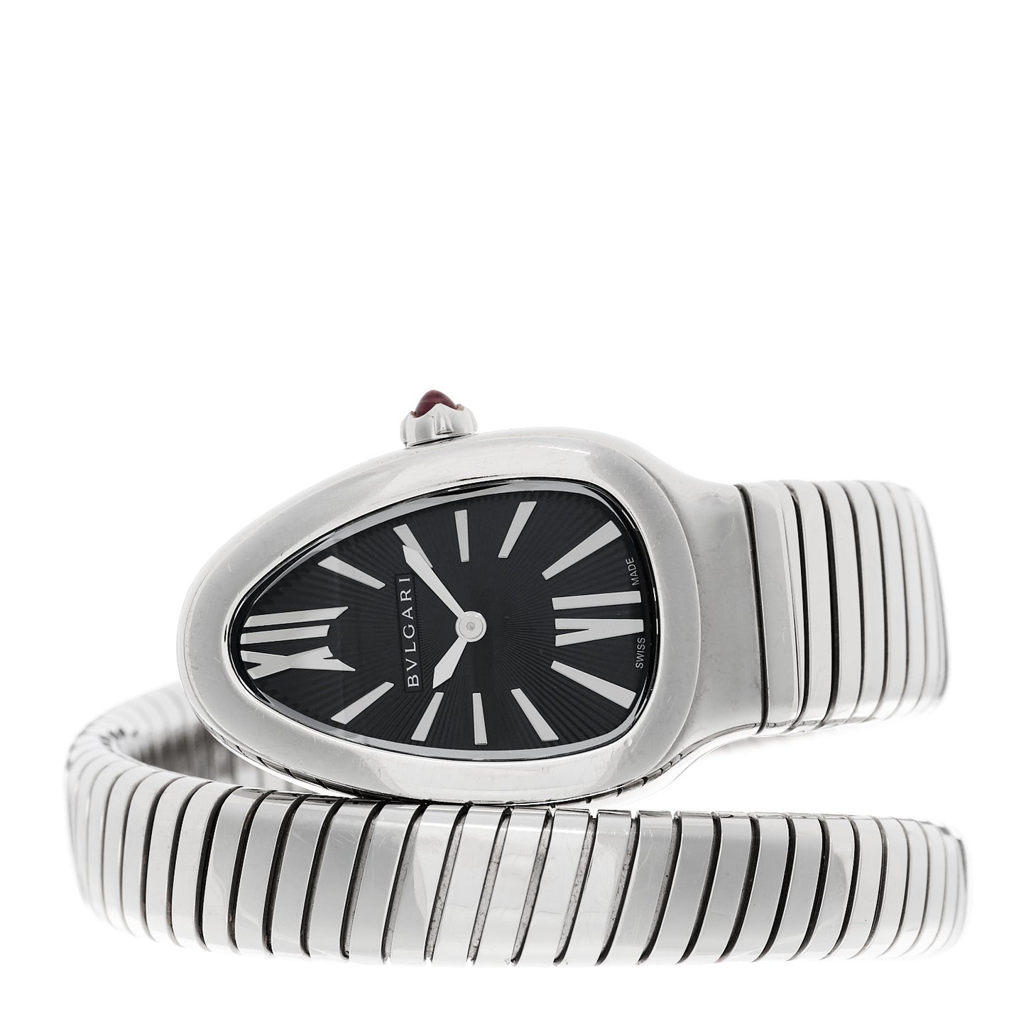 Stainless Steel 35mm Serpenti Tubogas Quartz Watch Black
