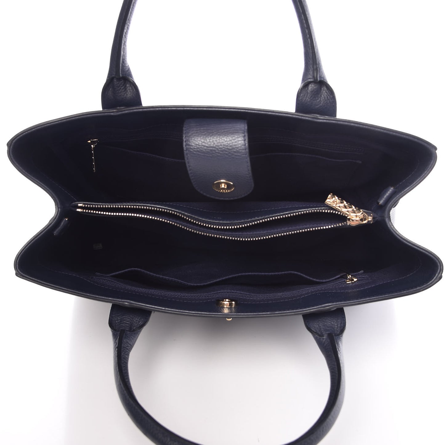 Grained Calfskin Medium Neo Executive Shopper Tote Dark Blue