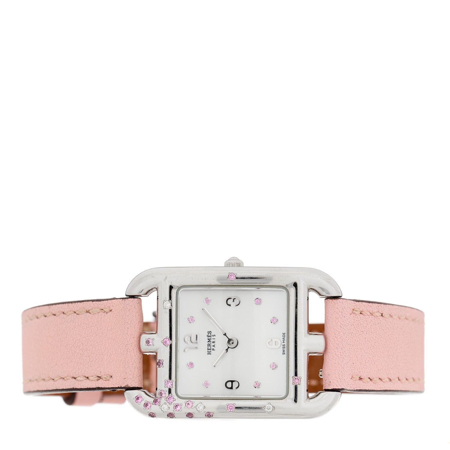 Hermes Stainless Steel Swift Diamond Pink Sapphire Mother of Pearl 23mm Cape Cod Quartz Watch Rose Sakura 2 of 5