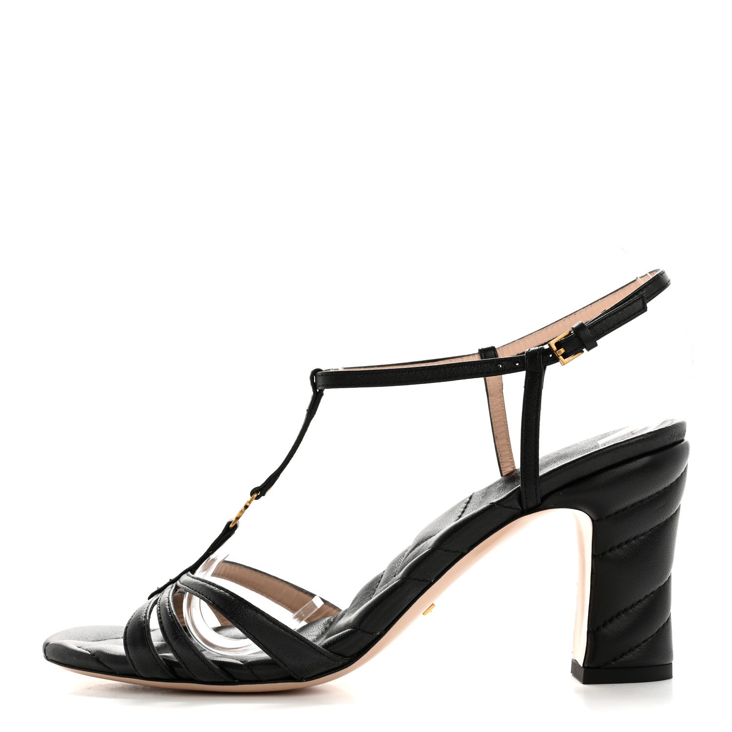 Gucci Nappa Matelasse T-Strap 40mm Sandals 38 Black 1 of 11