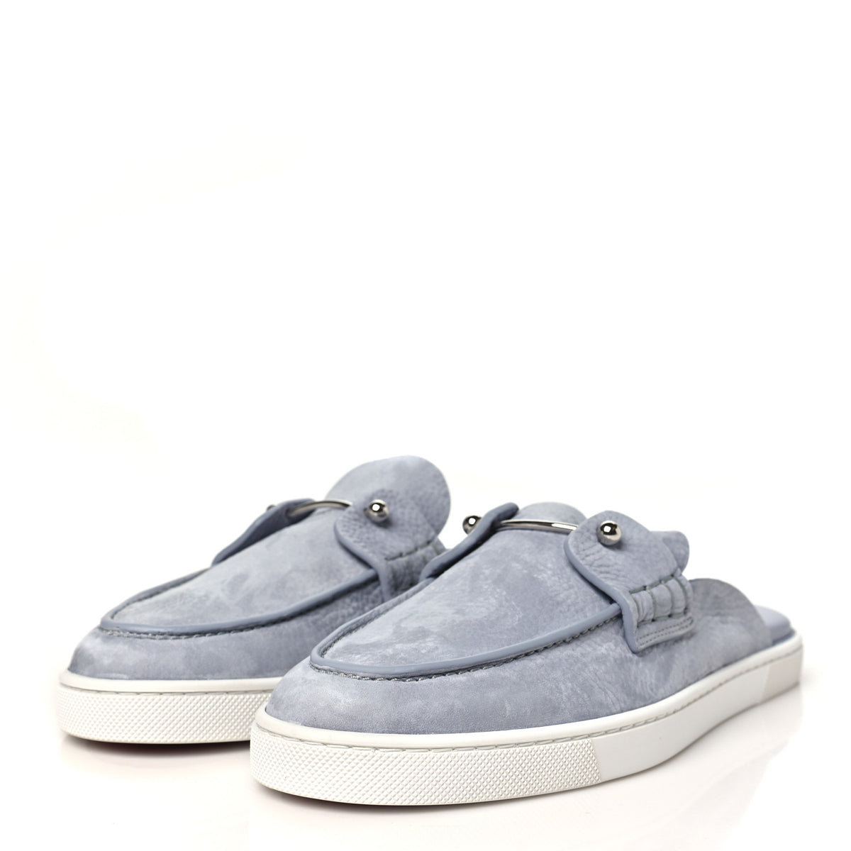 Christian Louboutin Nubuck Chanme Donna Flat Boat Flats  40.5 Jumbo Grey 4 of 9