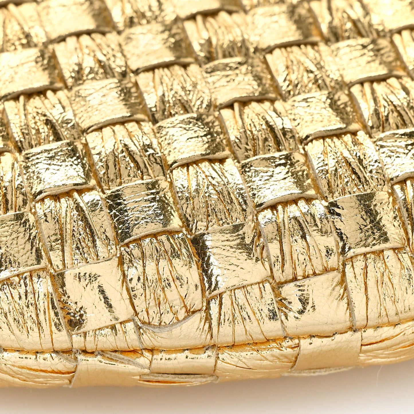 Metallic Nappa Intrecciato Medium Turn Pouch Gold