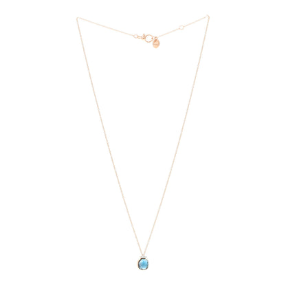 Pomellato 18K Rose White Gold Diamond Blue Topaz Nudo Pendant Necklace 3 of 4