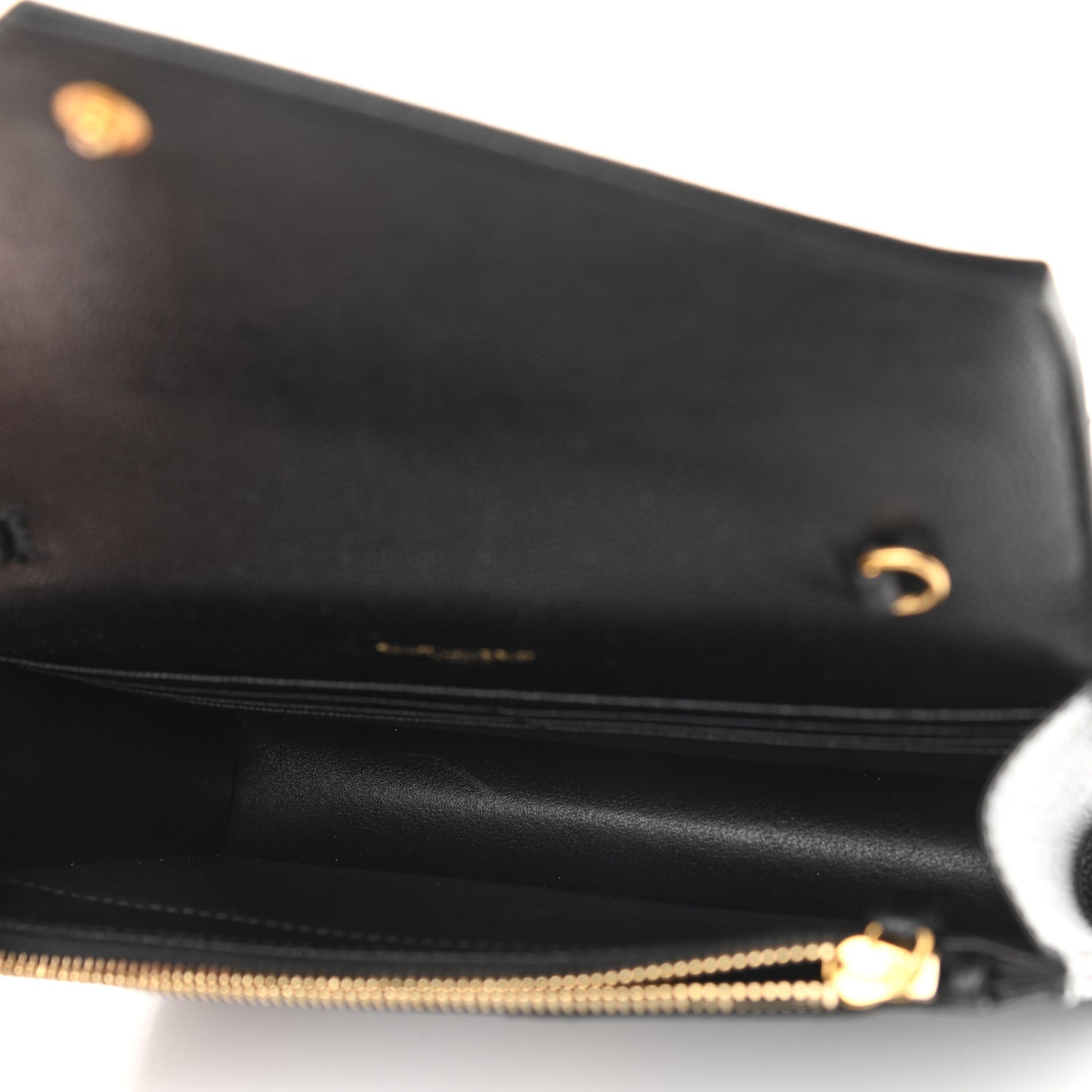 Grain De Poudre Matelasse Chevron Monogram Envelope Chain Wallet Black