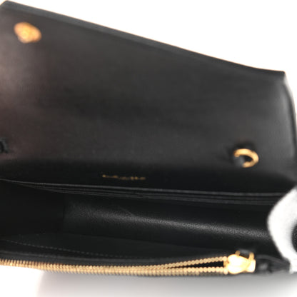 Saint Laurent Grain De Poudre Matelasse Chevron Monogram Envelope Chain Wallet Black 5 of 9