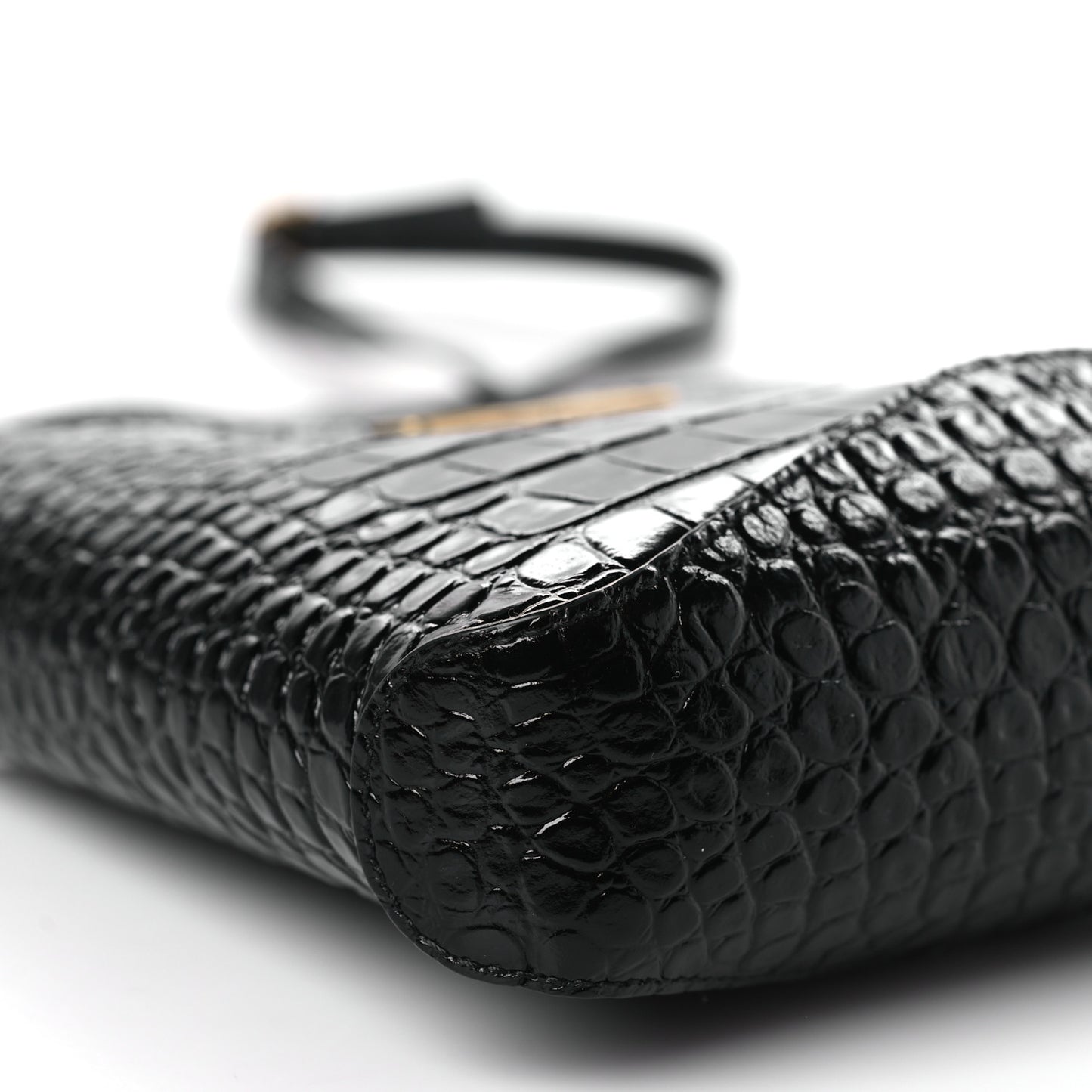 Shiny Super Supple Calfskin Crocodile Embossed Small XX Bag Black