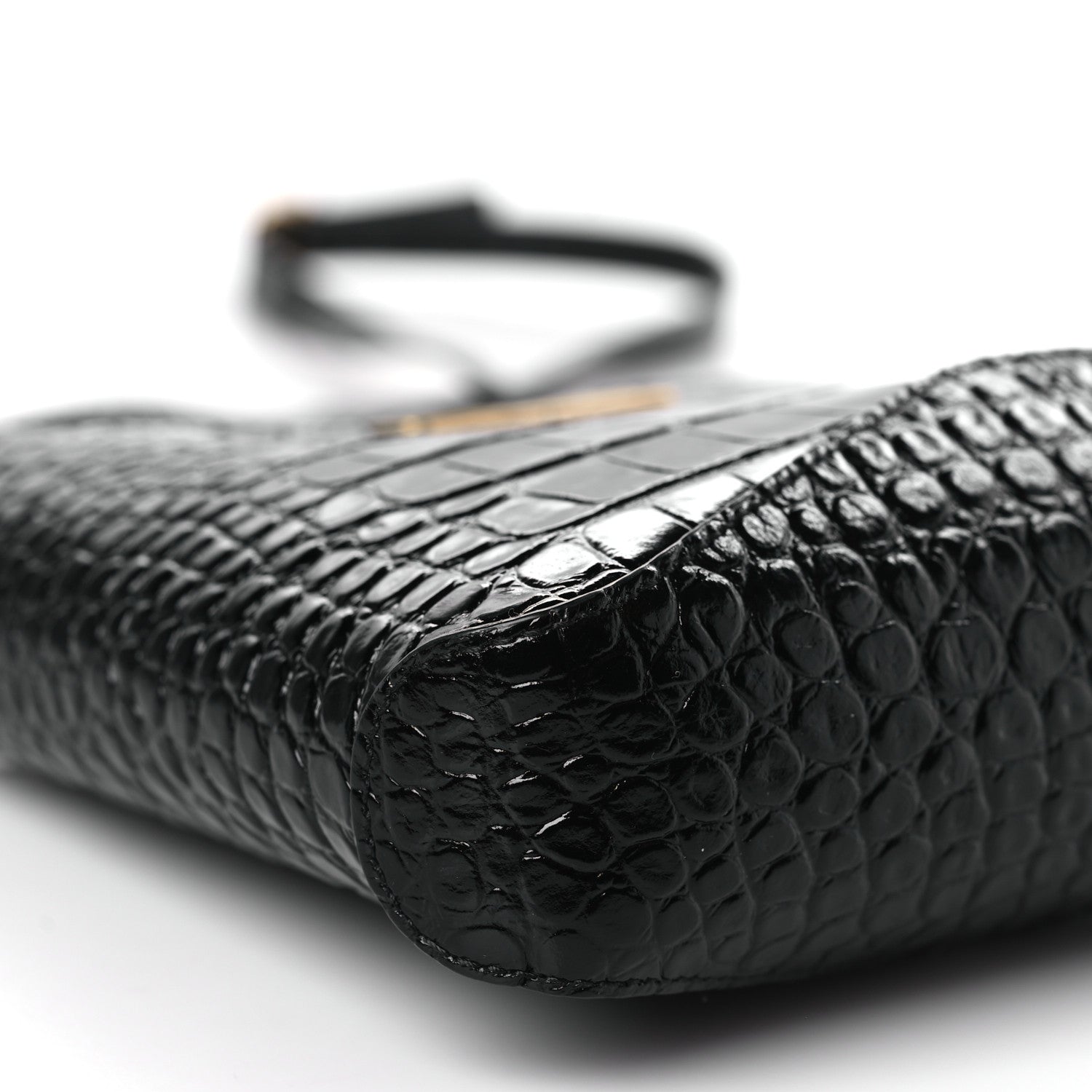 Balenciaga Shiny Super Supple Calfskin Crocodile Embossed Small XX Bag Black 7 of 8