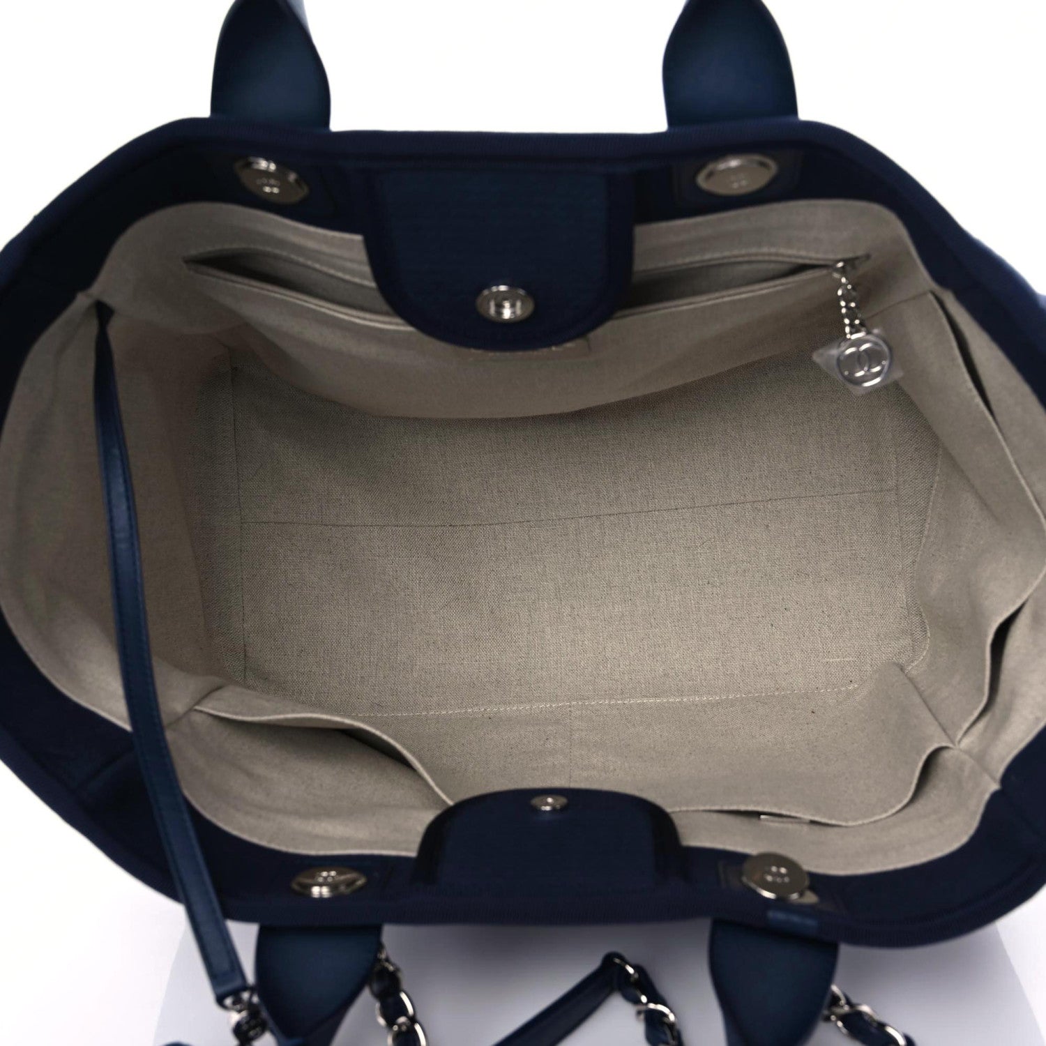 Chanel Mixed Fibers Calfskin Medium Deauville Tote Dark Blue 11 of 13