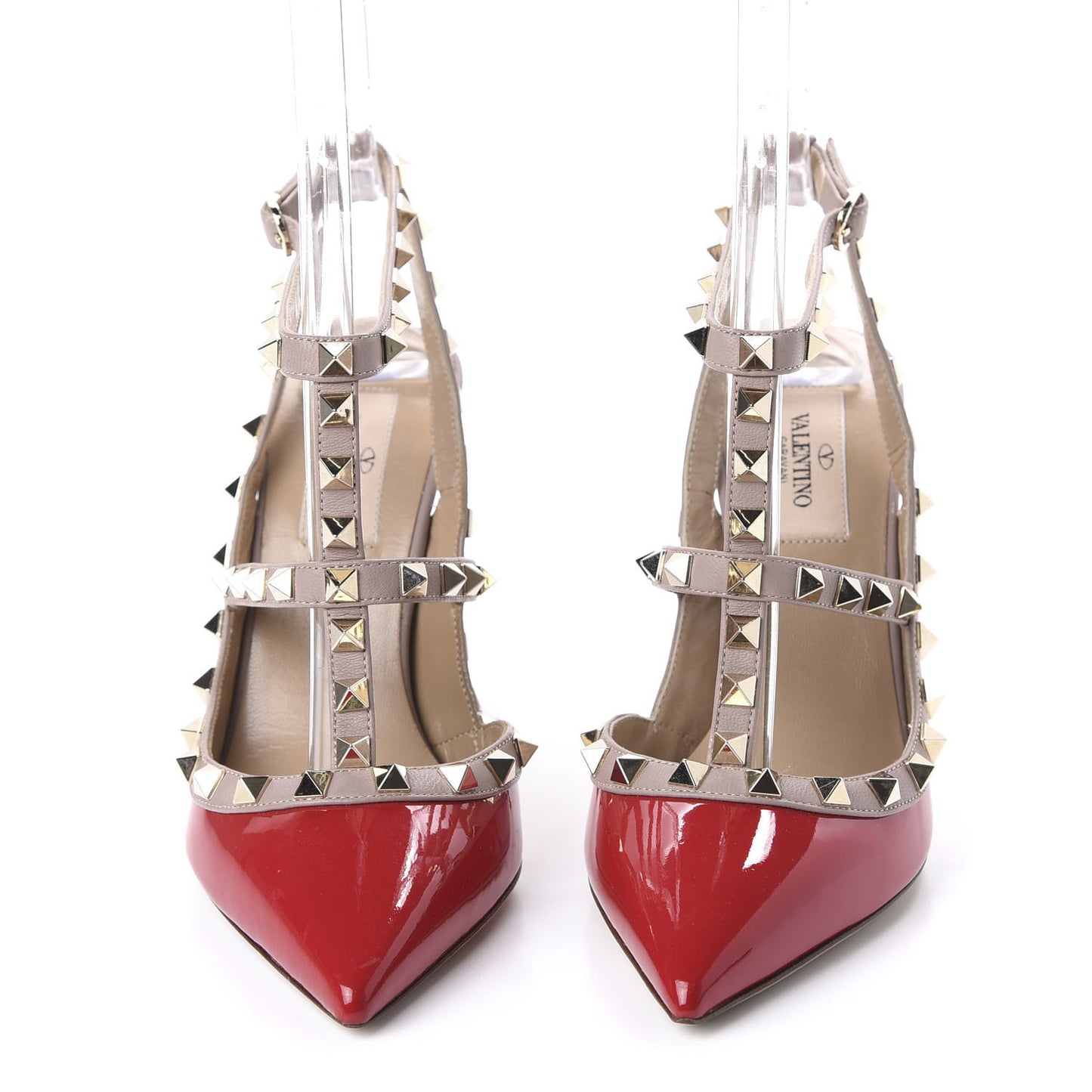 Patent Rockstud Ankle Strap 100mm Pumps 37 Rosso Valentino Poudre