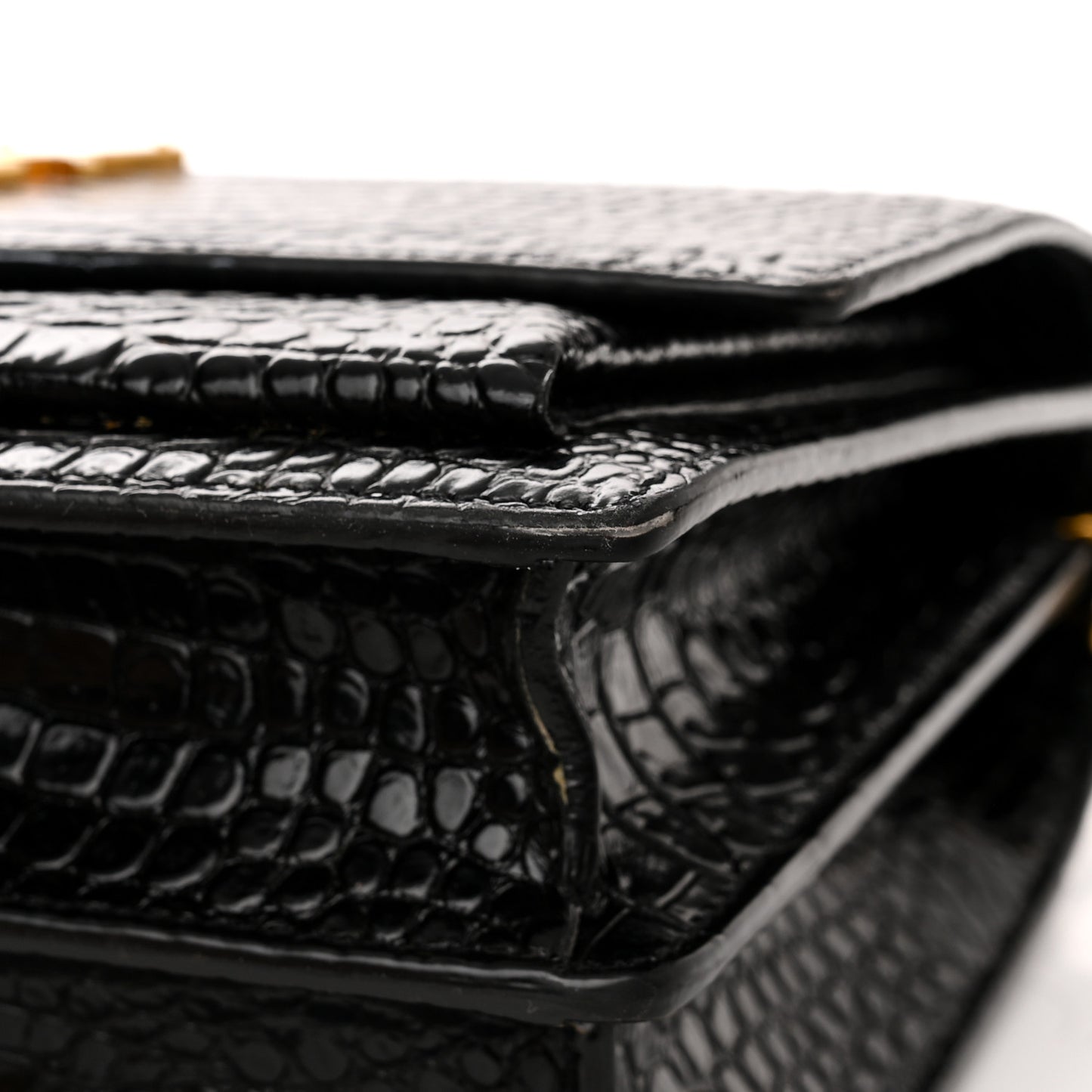 Calfskin Crocodile Embossed Medium Monogram Sunset Black