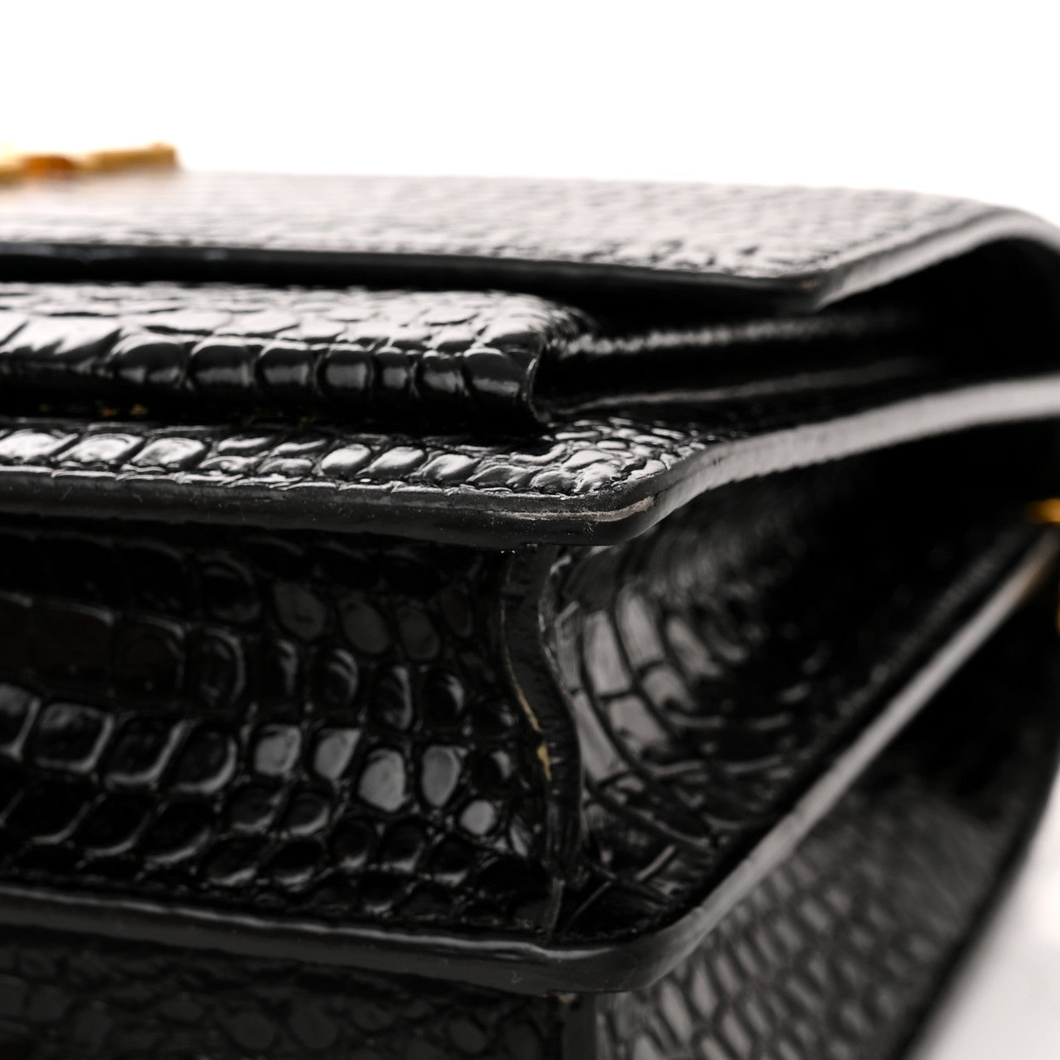 Saint Laurent Calfskin Crocodile Embossed Medium Monogram Sunset Black 11 of 12