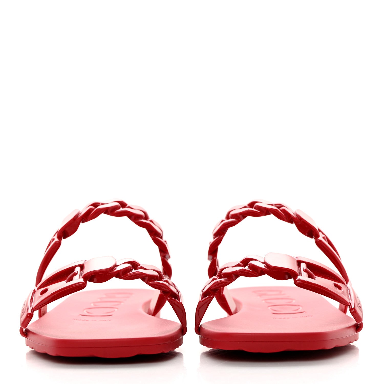 Gucci Rubber Womens Slide Sandals 36 Hibiscus Red 2 of 11