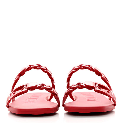 Gucci Rubber Womens Slide Sandals 36 Hibiscus Red 2 of 11