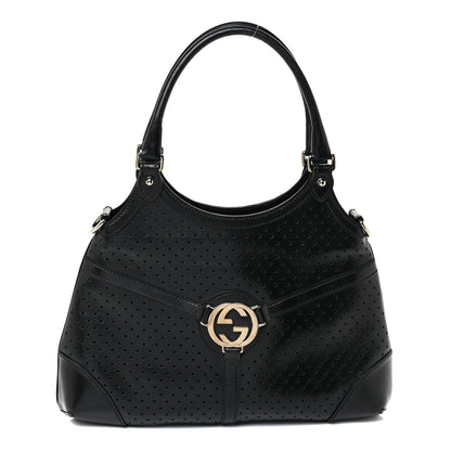 Gucci Calfskin Perforated GG Reins Hobo Black 1 of 18
