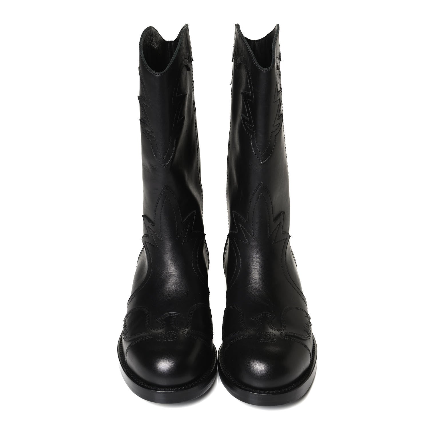 Chanel Calfskin Embroidered Western Boots 35 Black 5 of 11