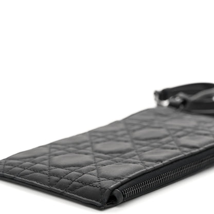 Christian Dior Ultra Matte Calfskin Lady Dior Long Wallet With Strap Black 9 of 10