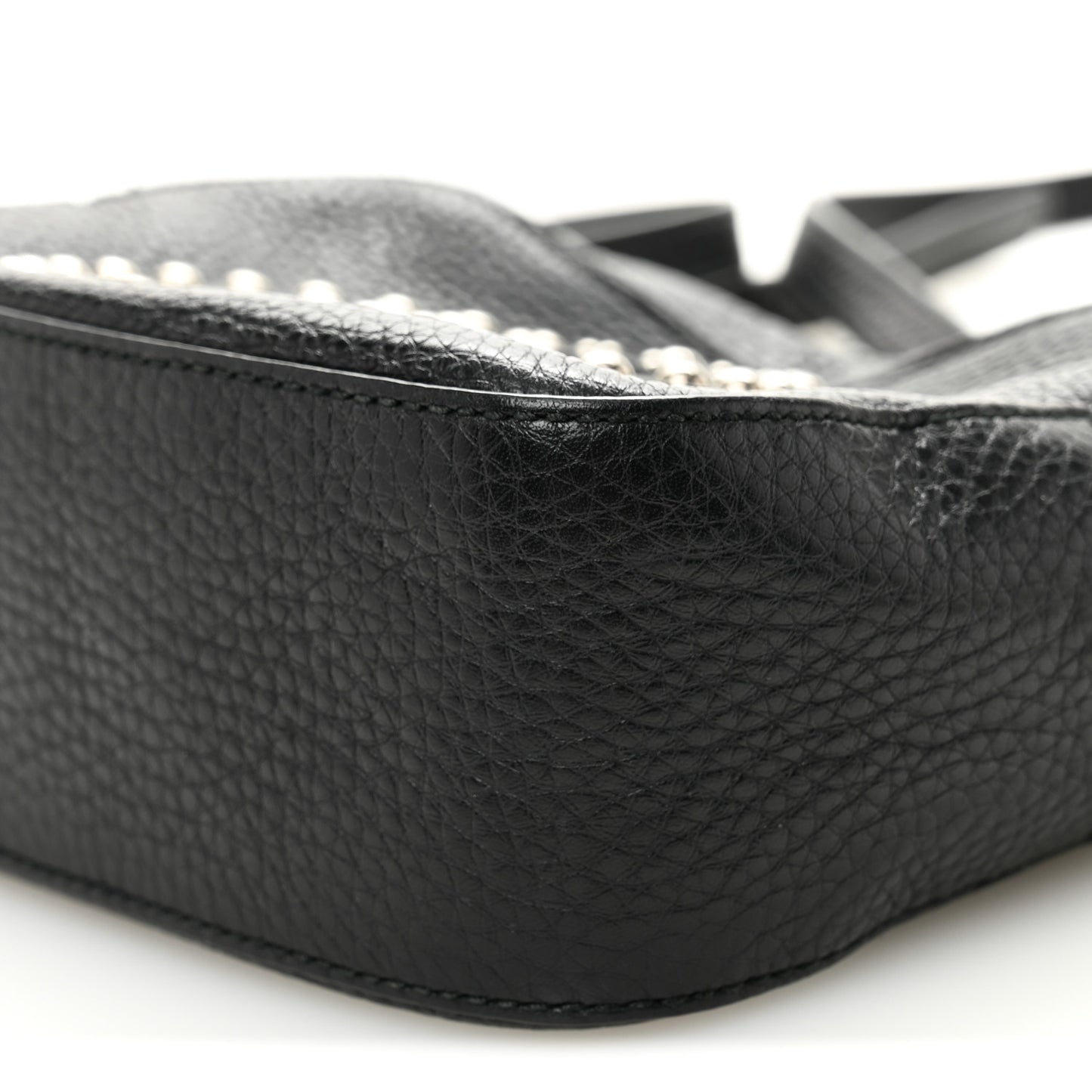 Pebbled Calfskin Studded Small Soho Disco Bag Black