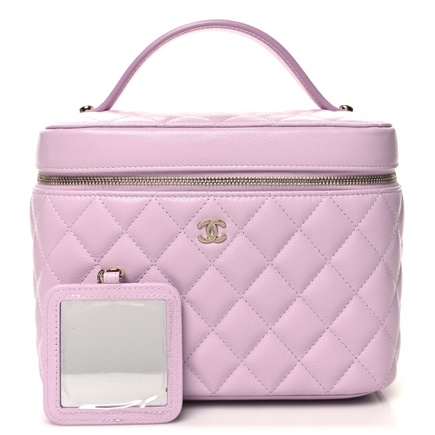 Caviar Quilted Large Vanity Pouch Light Purple